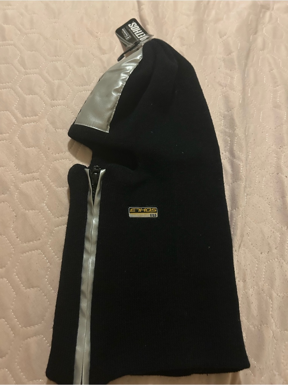 KBETHOS Black Balaclava with Silver Zipper Accent